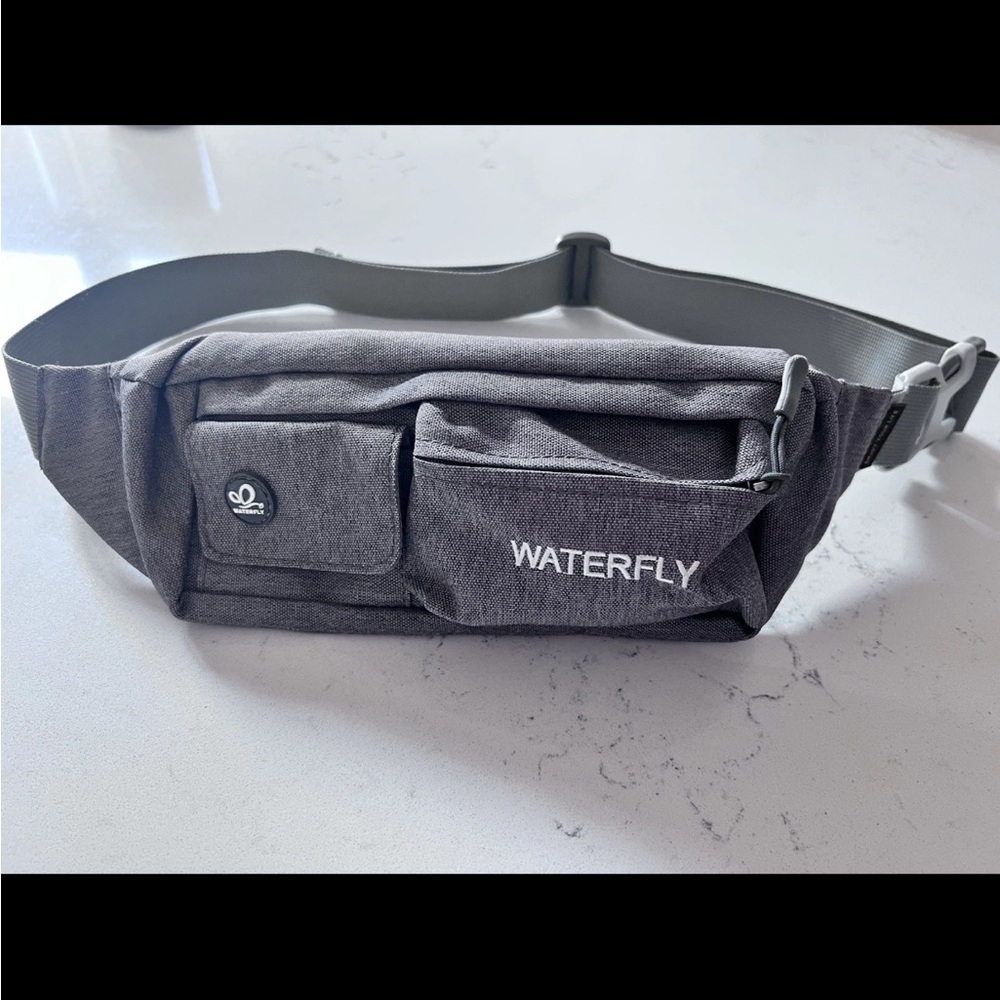 Waterfly Sport Running Outdoor Canvas Waist Belt Bag O/S Fanny Crossbody Gray